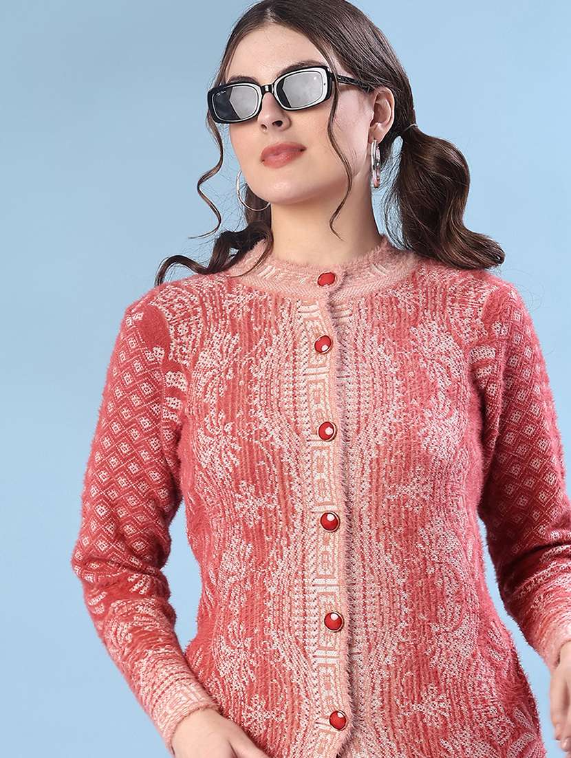 women self design long sleeve cardigan