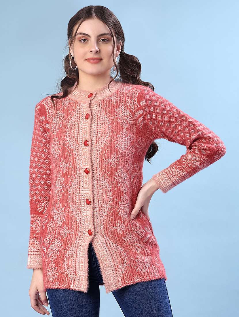 women self design long sleeve cardigan - 21999595 -  Standard Image - 3