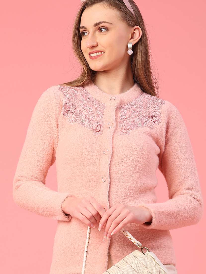 women solid with work long sleeve cardigan