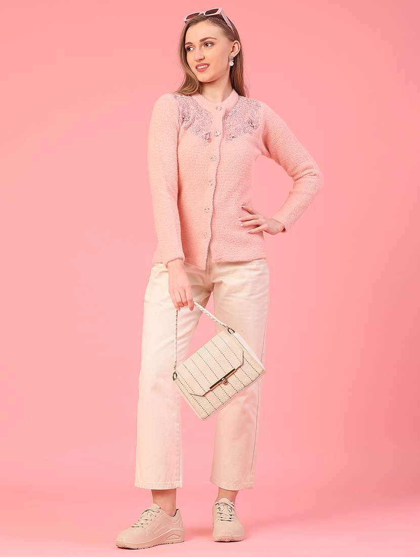 women solid with work long sleeve cardigan - 21999596 -  Standard Image - 5