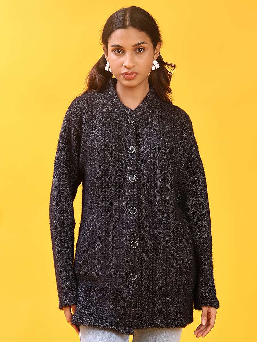 women self design long sleeve cardigan - 21999597 -  Standard Image - 3