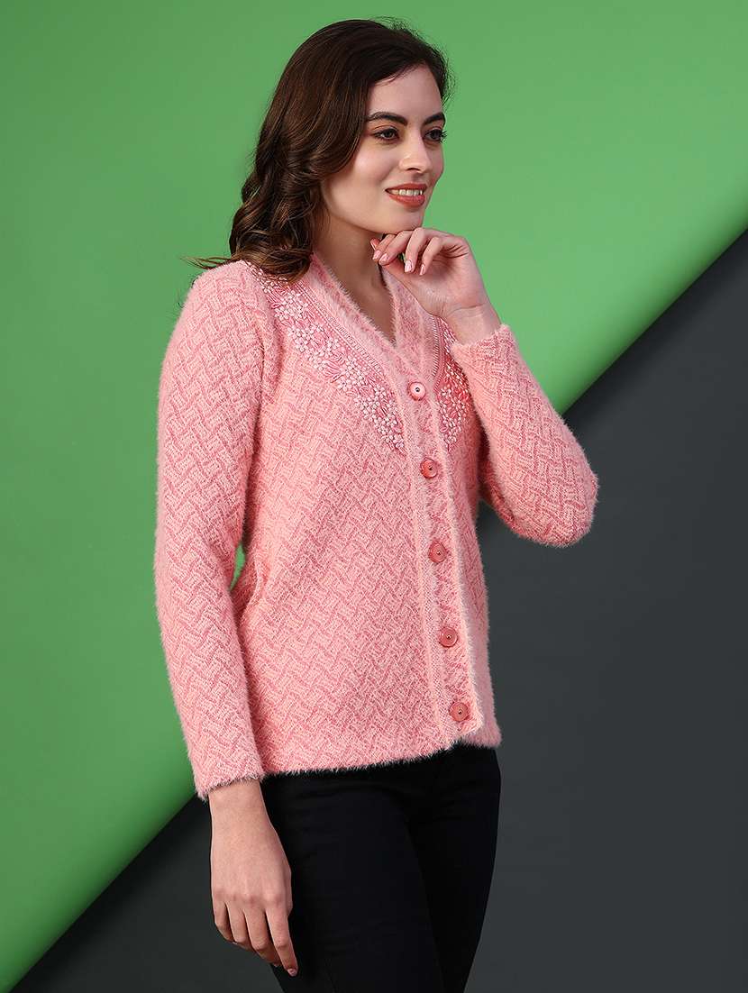 Women Self Designed Long Sleeve Cardigan - 21999598 -  Standard Image - 3