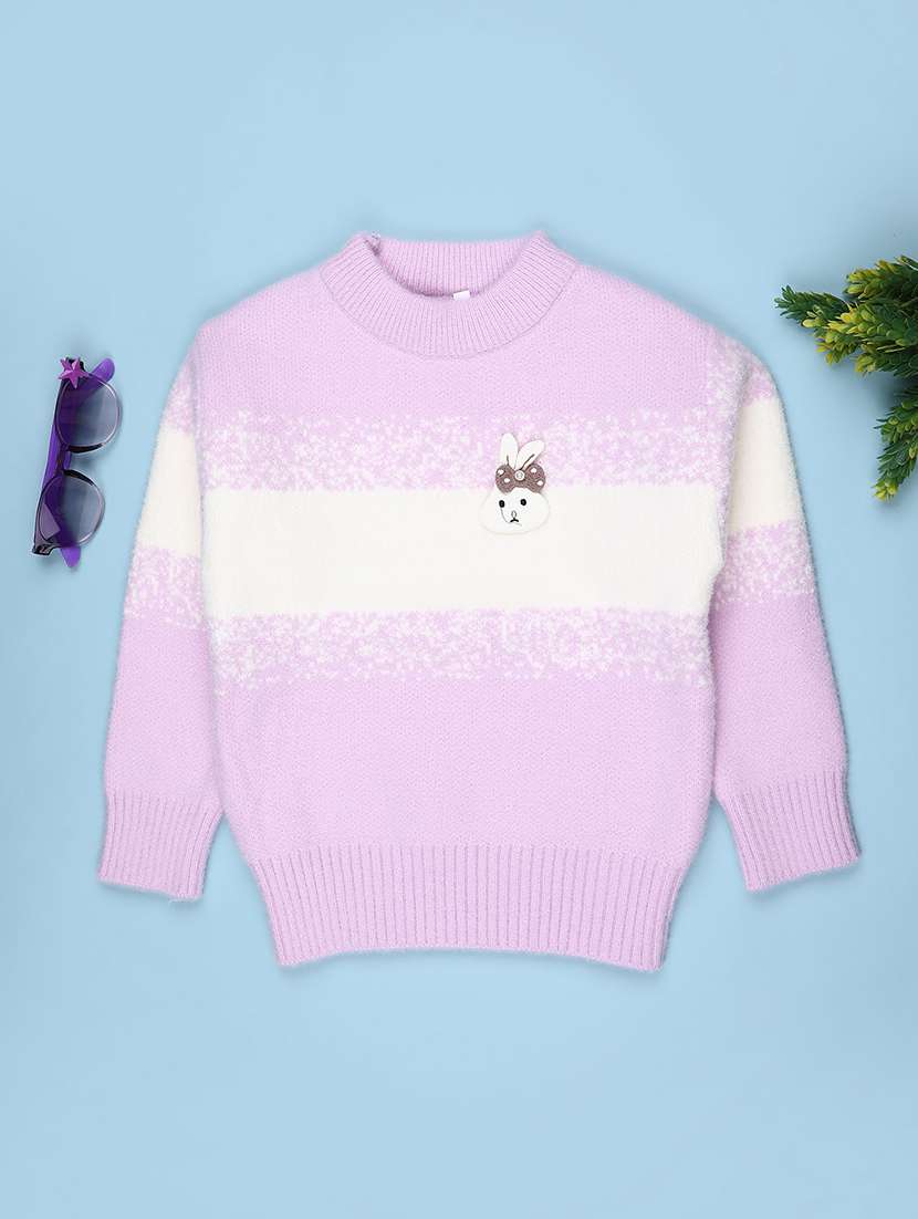 girls self design long sleeve pullover sweater