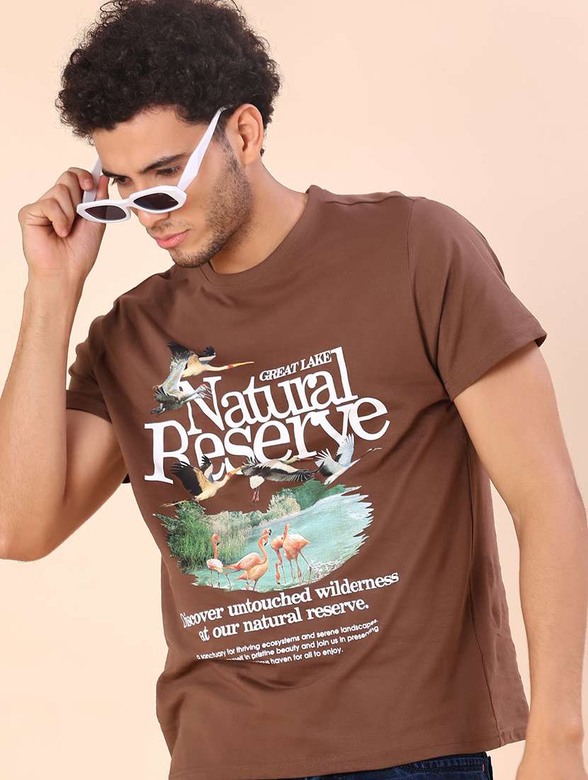 men front print short sleeve regular fit t-shirt