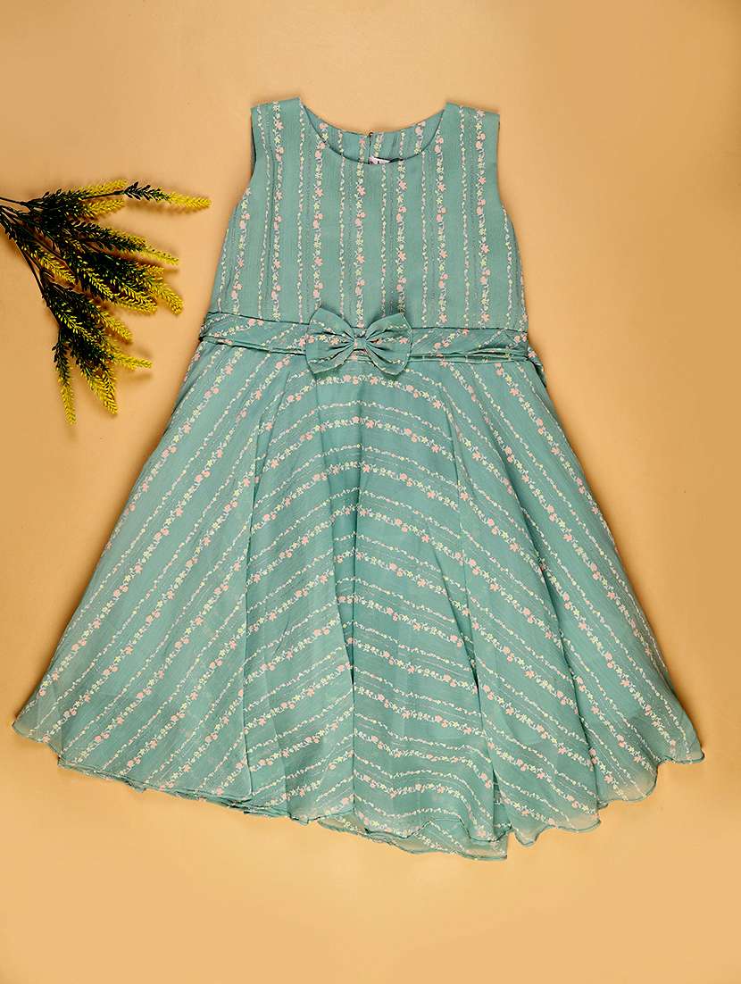 girls printred sleeveless fit & flare dress