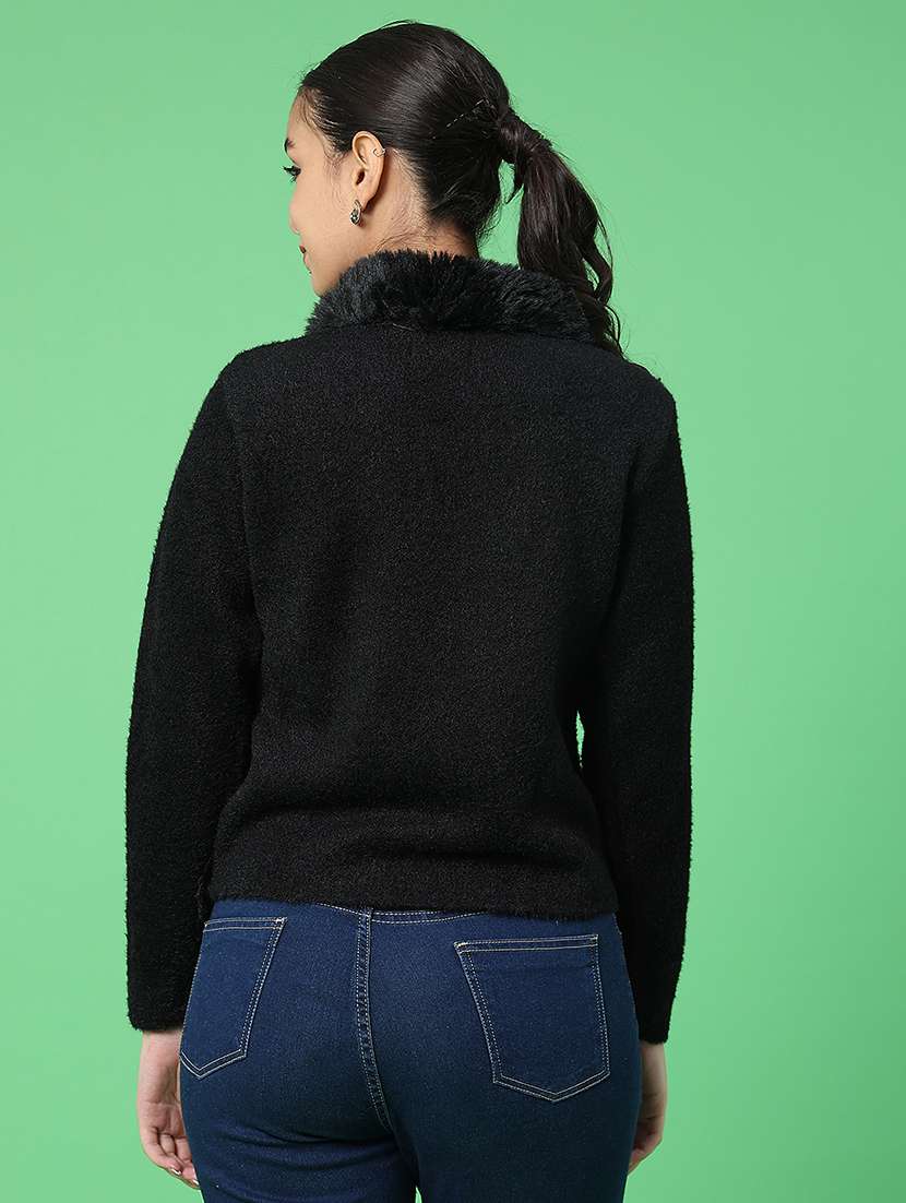 women solid long sleeve cardigan - 21999738 -  Standard Image - 3