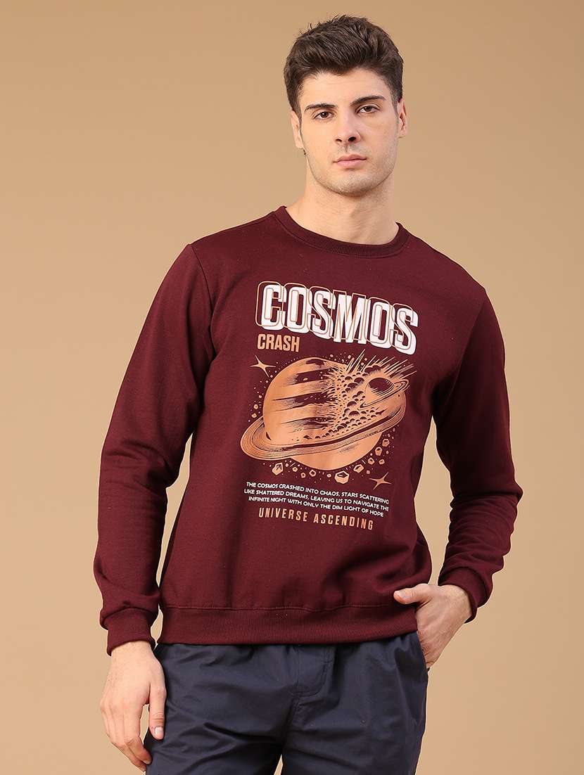 men printed long sleeve regular fit sweatshirt