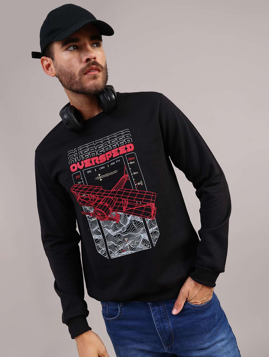 men printed long sleeve regular fit sweatshirt