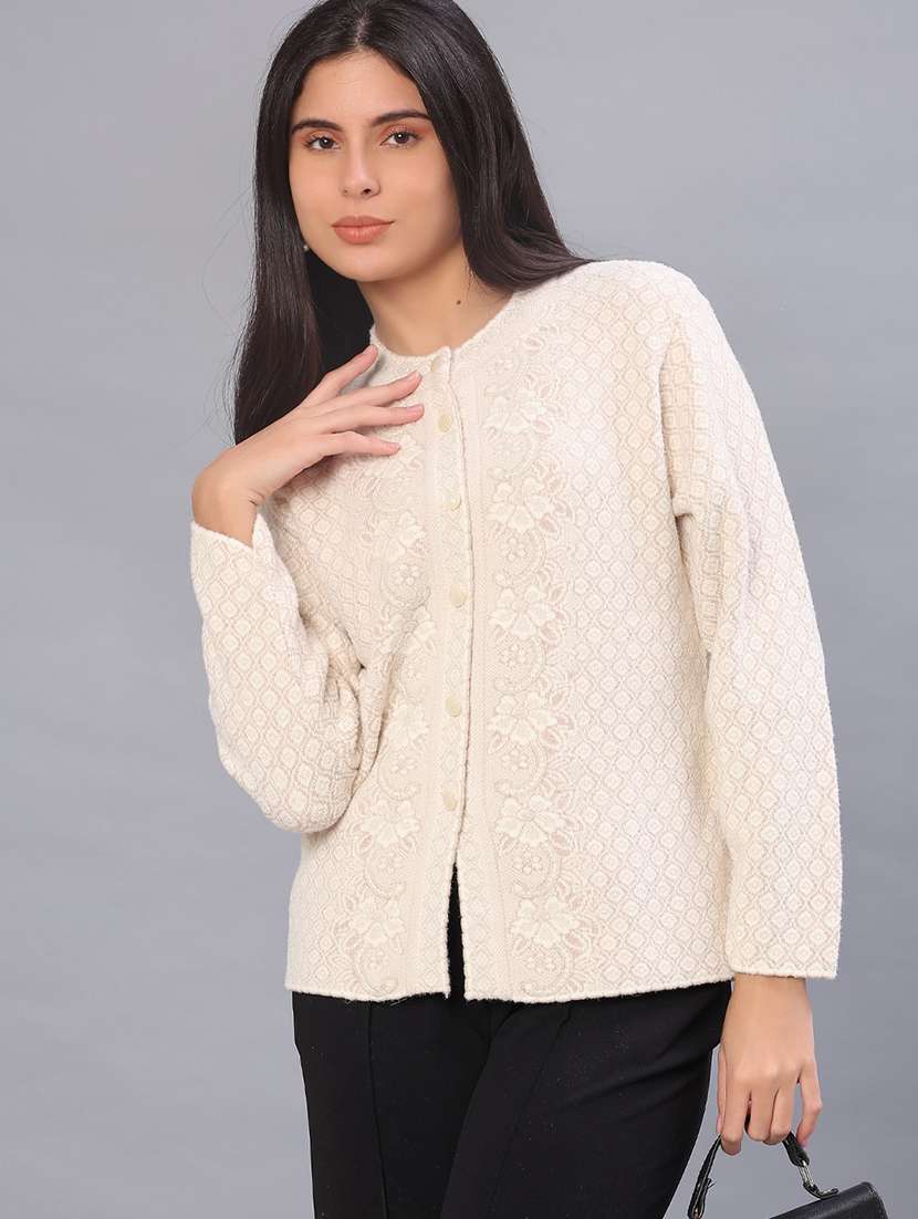 women self design long sleeve cardigan