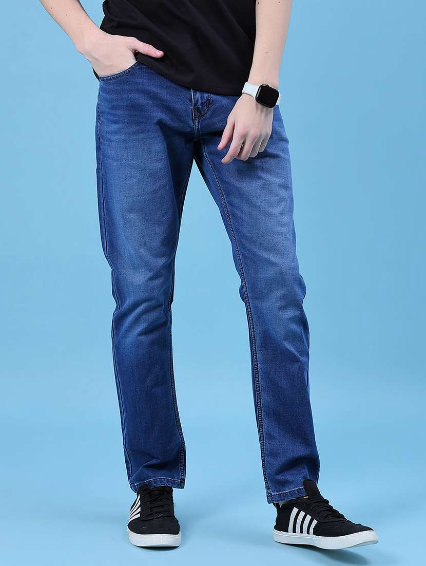 men solid mid rise slim fit jeans