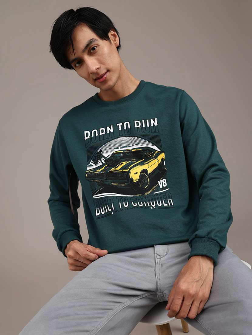 men printed long sleeve regular fit sweatshirt