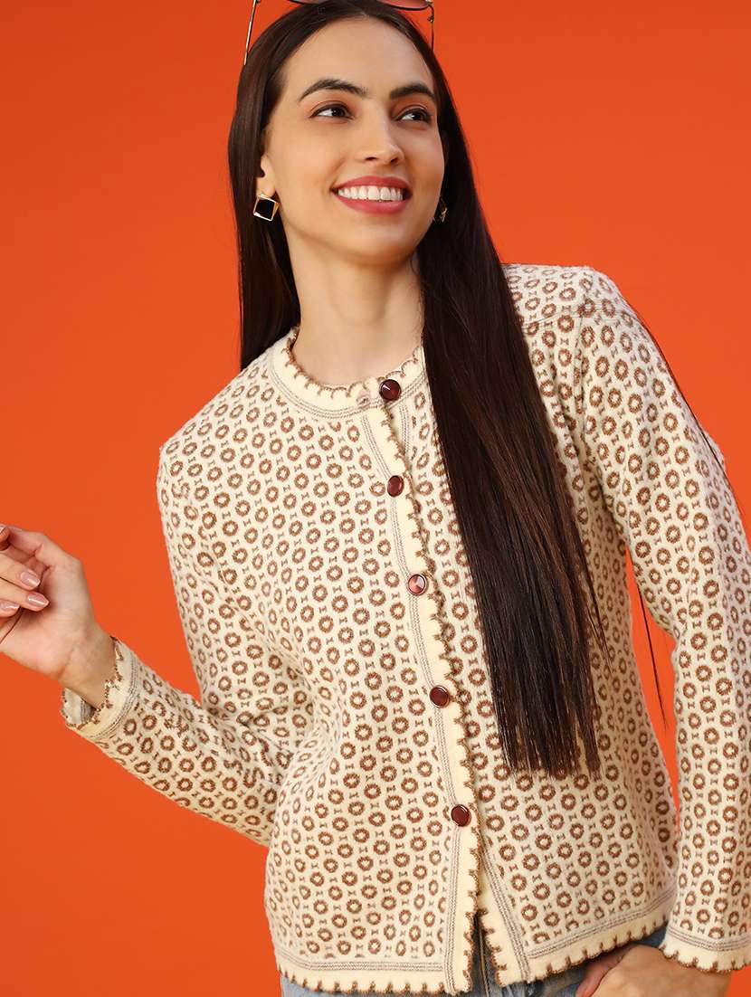 women self design long sleeve cardigan