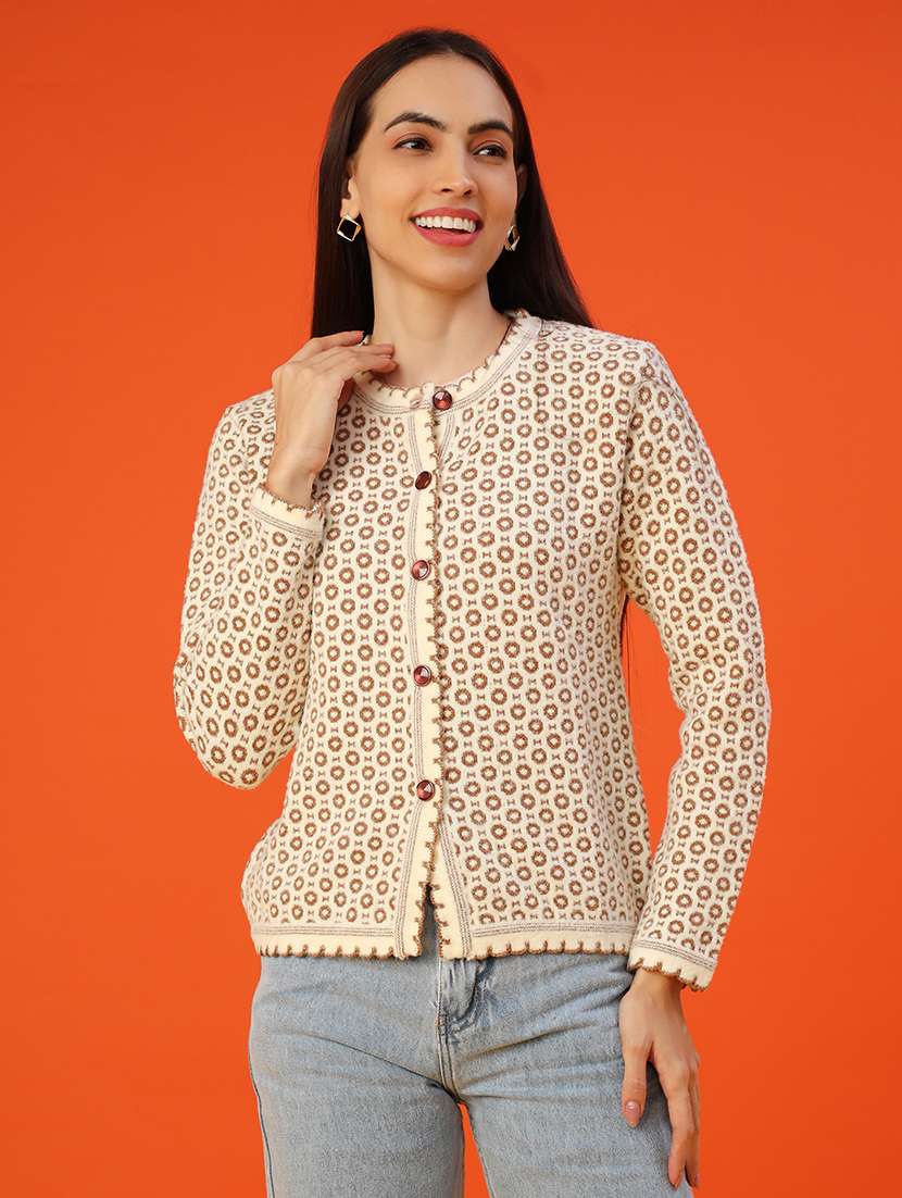 women self design long sleeve cardigan - 21999859 -  Standard Image - 3