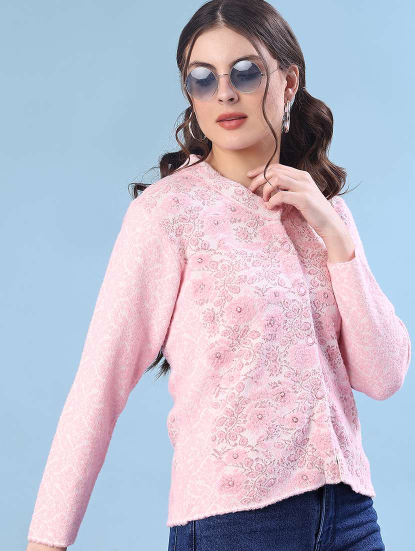 women self design long sleeve cardigan