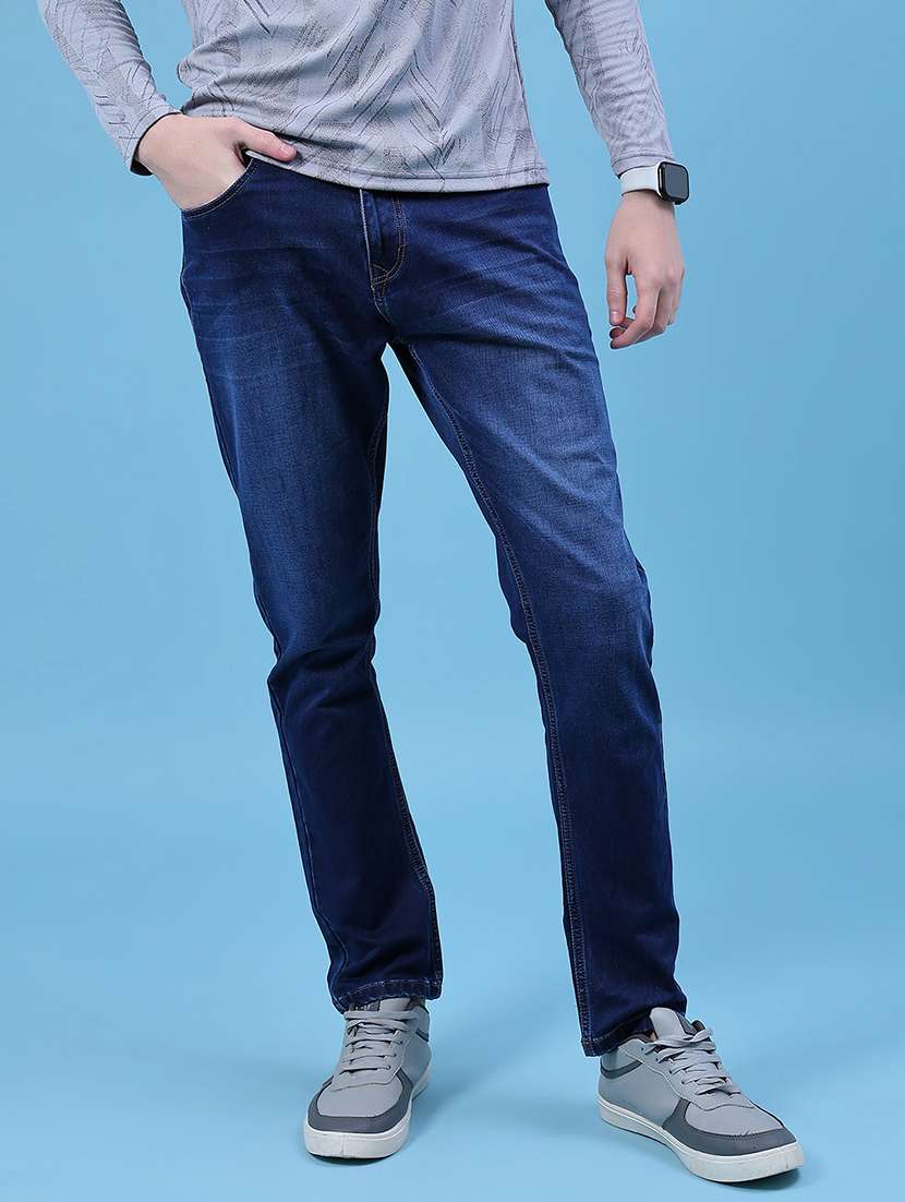 men solid mid rise slim fit jeans