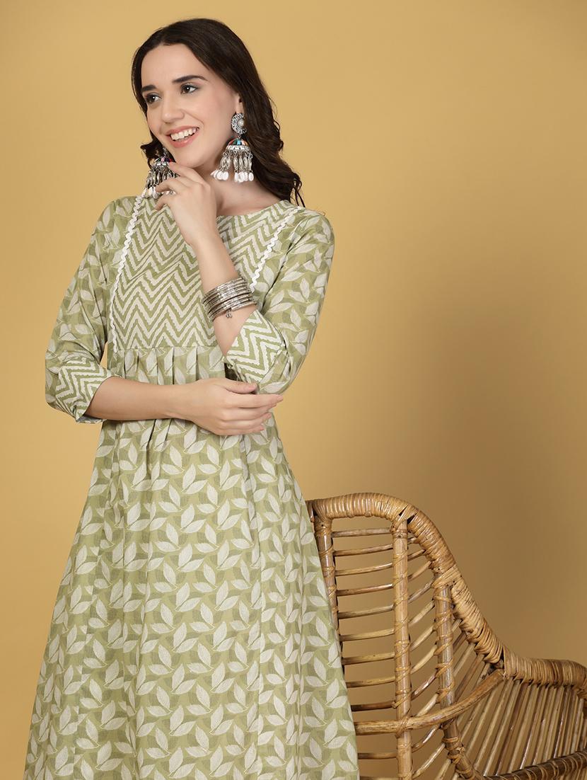 women printed three quarter sleeve a-line kurta - 21999954 - Standard Image - 3