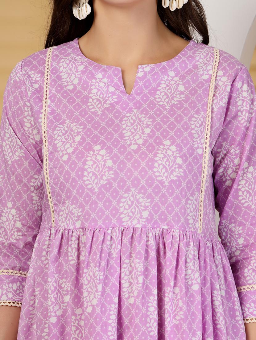 women printed three quarter sleeve a-line kurta - 21999956 - Standard Image - 5