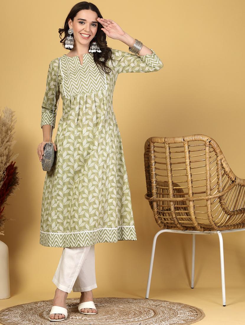 women printed three quarter sleeve a-line kurta - 21999958 - Zoom Image - 0