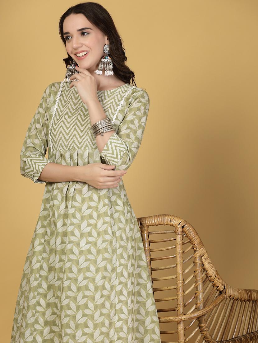 women printed three quarter sleeve a-line kurta - 21999958 - Standard Image - 3