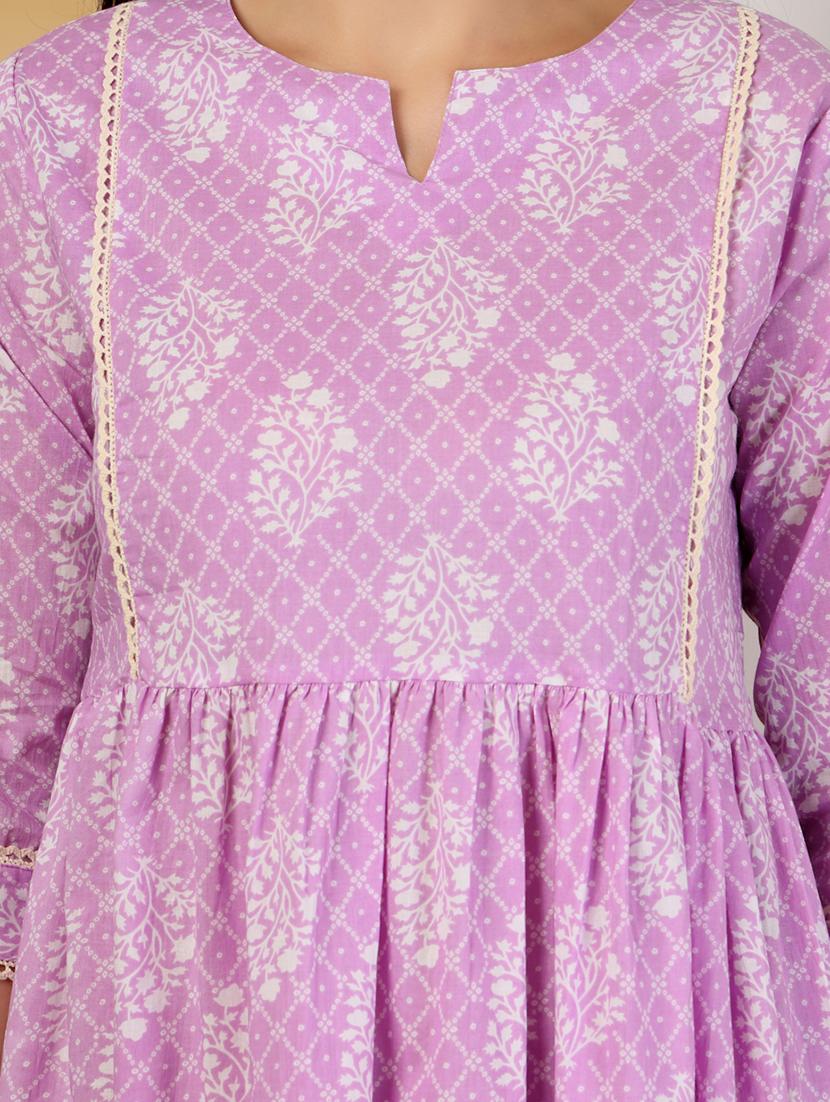 women printed three quarter sleeve a-line kurta - 21999960 - Standard Image - 5