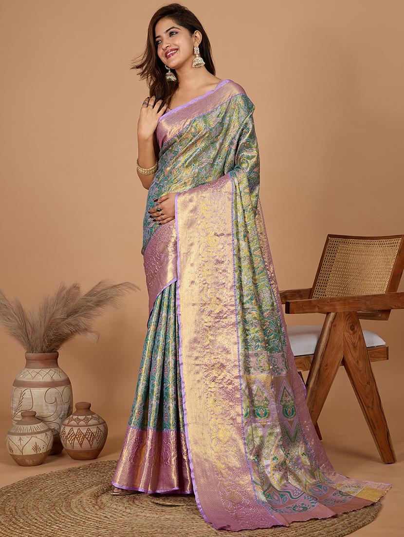 women self design kanjivaram saree with blouse - 21999983 - Zoom Image - 0