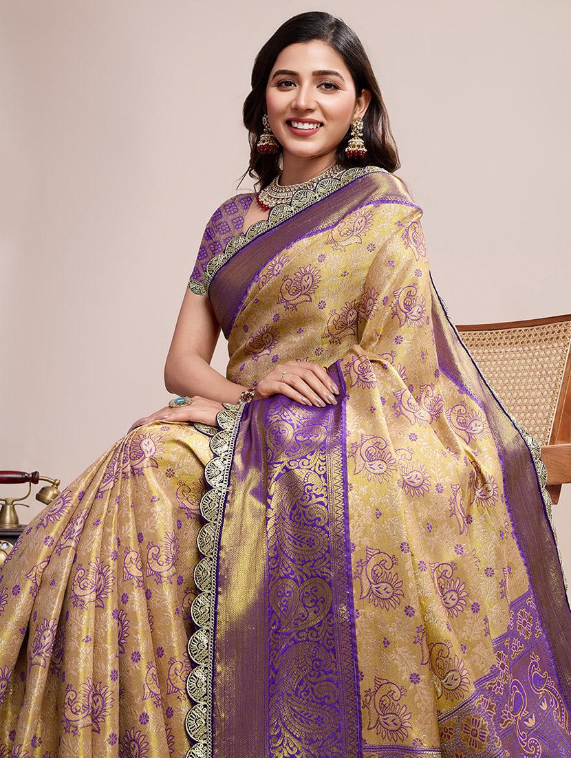 women self design kanjivaram saree with blouse - 21999989 - Standard Image - 3