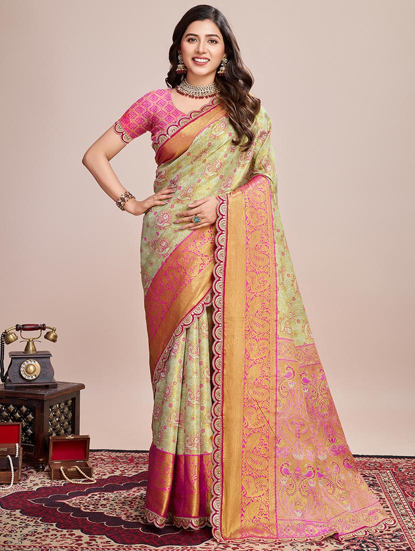 women self design kanjivaram saree with blouse - 21999990 - Zoom Image - 0