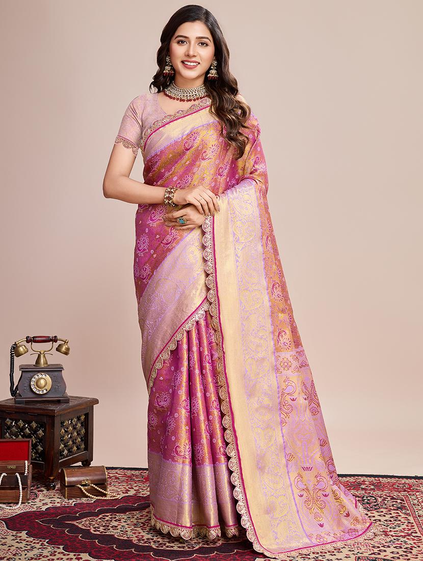 women self design kanjivaram saree with blouse