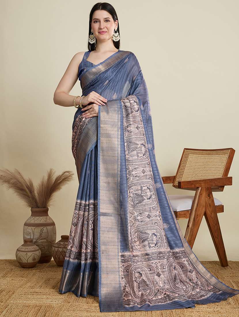 women self design bordered saree with blouse