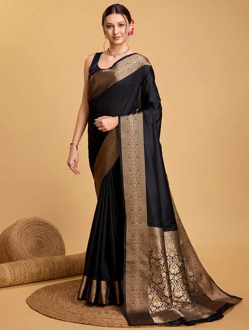 women solid with bordered saree with blouse - 22000007 -  Standard Image - 0