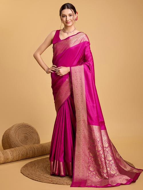 women solid with bordered saree with blouse - 22000010 -  Standard Image - 0