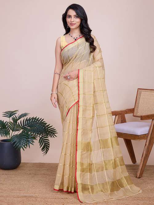 women checkered kota doria saree with blouse - 22000012 -  Standard Image - 0
