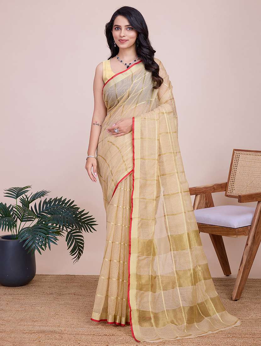 women checkered kota doria saree with blouse