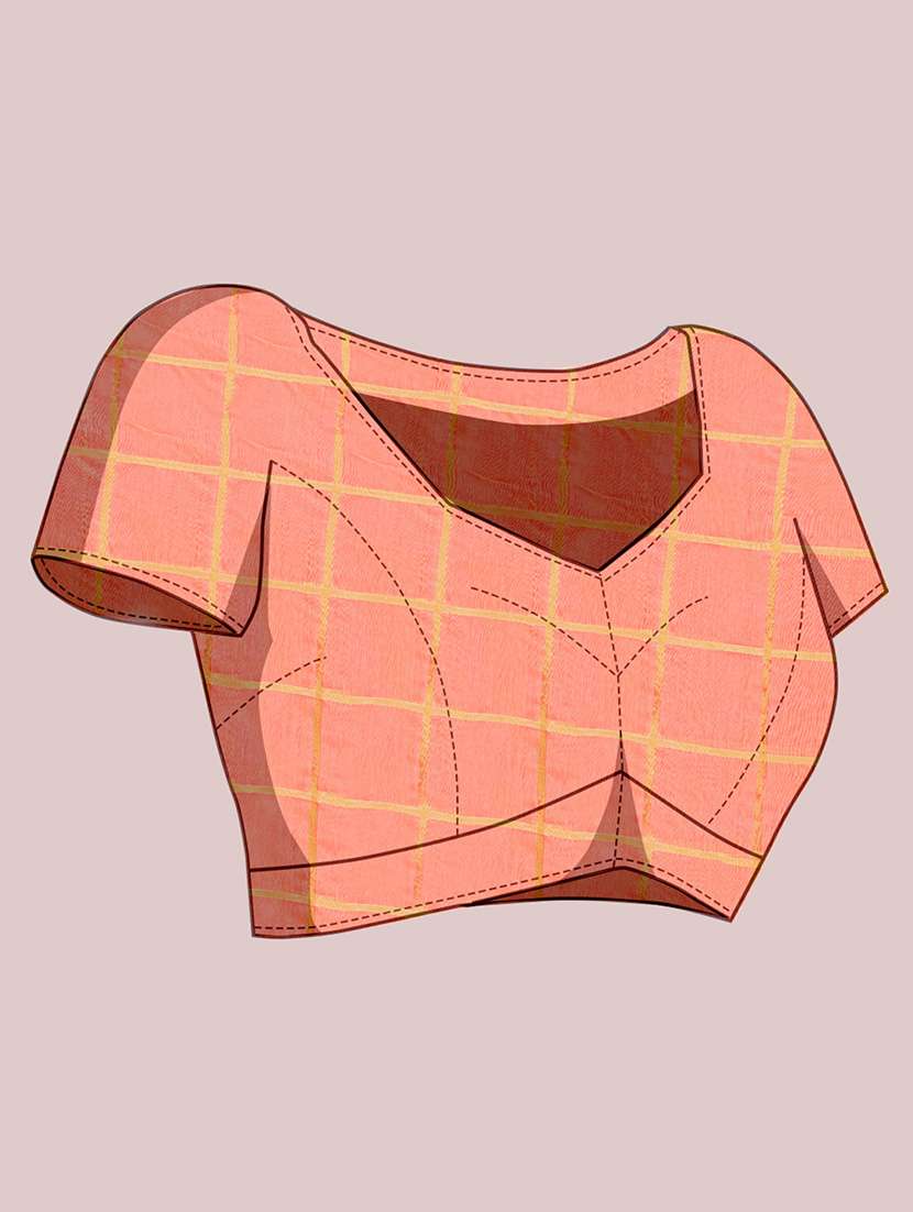 women checkered kota doria saree with blouse - 22000014 -  Standard Image - 5