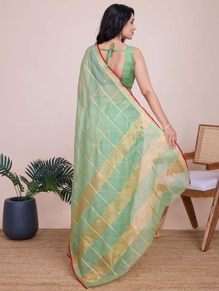 women checkered kota doria saree with blouse - 22000016 - Standard Image - 3