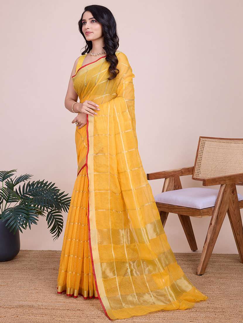 women checkered kota doria saree with blouse - 22000019 - Standard Image - 3