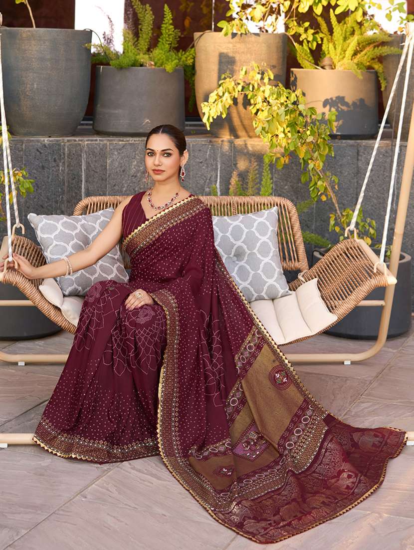 women printed bordered saree with blouse - 22000021 - Standard Image - 3