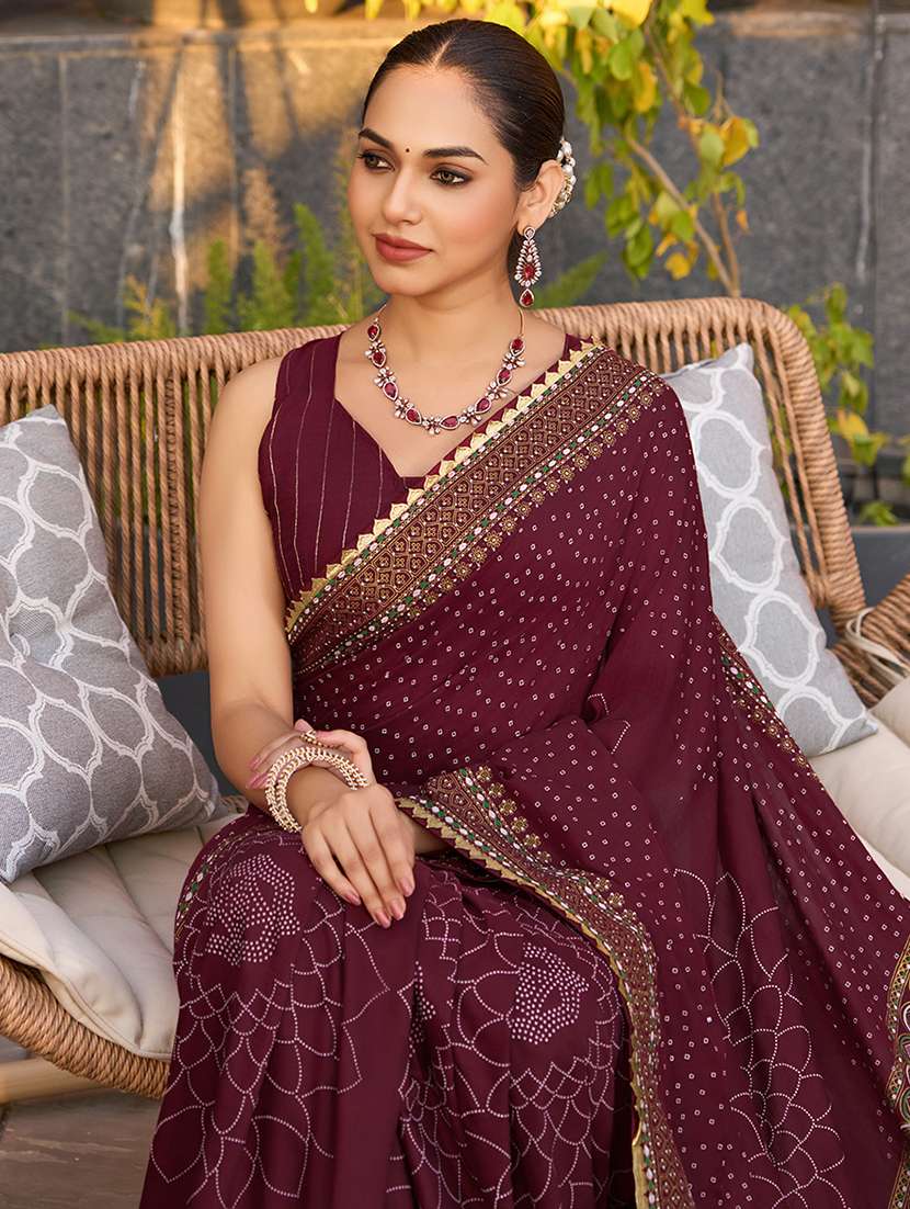women printed bordered saree with blouse - 22000021 - Standard Image - 5