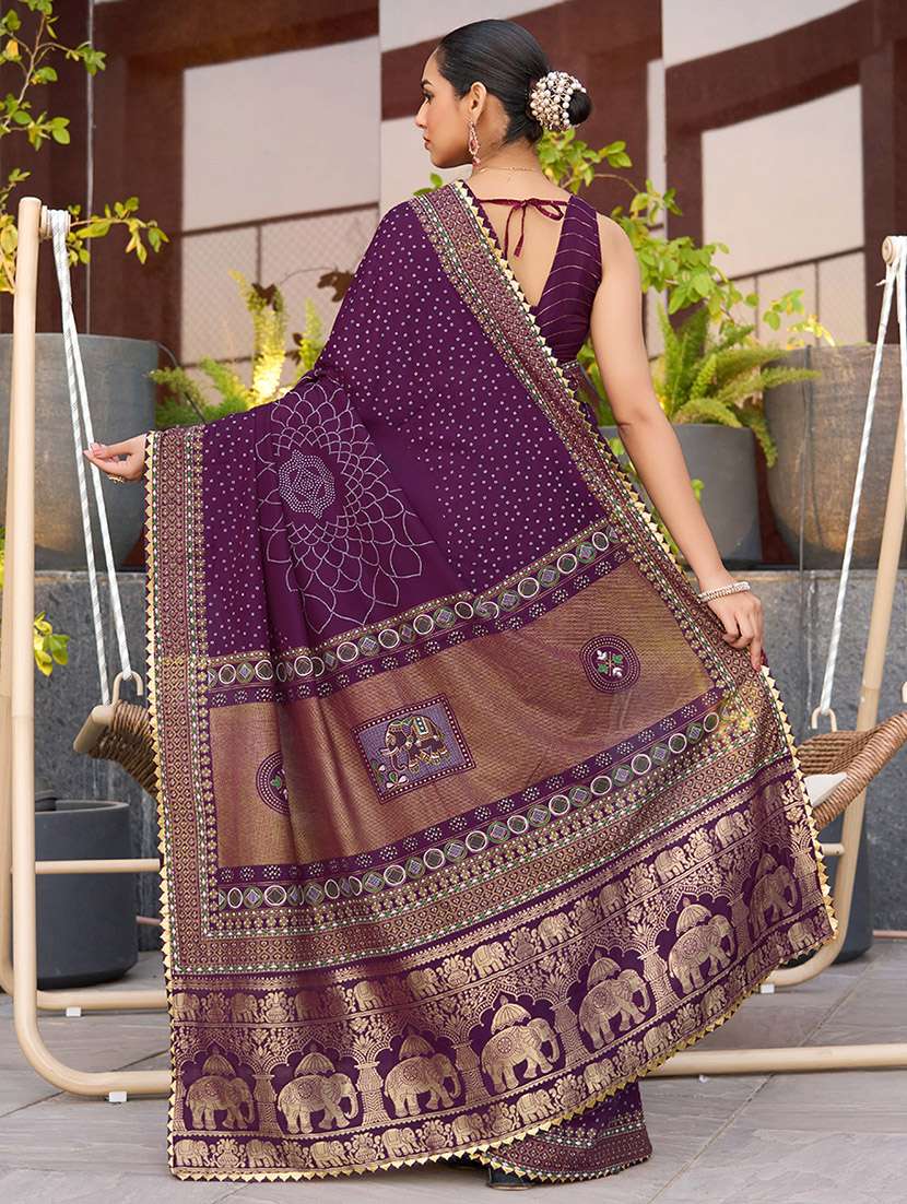 women printed bordered saree with blouse - 22000022 -  Standard Image - 3