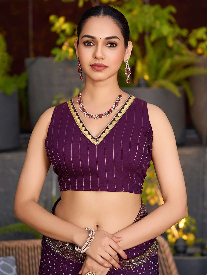 women printed bordered saree with blouse - 22000022 -  Standard Image - 5