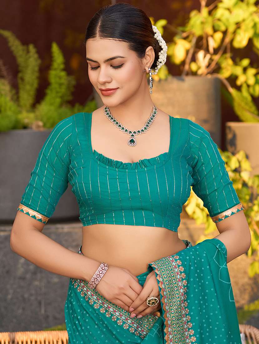 women printed bordered saree with blouse - 22000023 -  Standard Image - 5