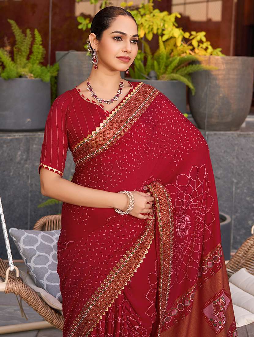 women printed bordered saree with blouse - 22000024 - Standard Image - 5