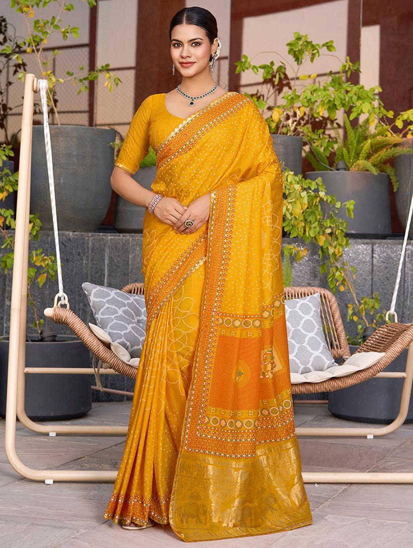 women printed bordered saree with blouse - 22000025 -  Zoom Image - 0