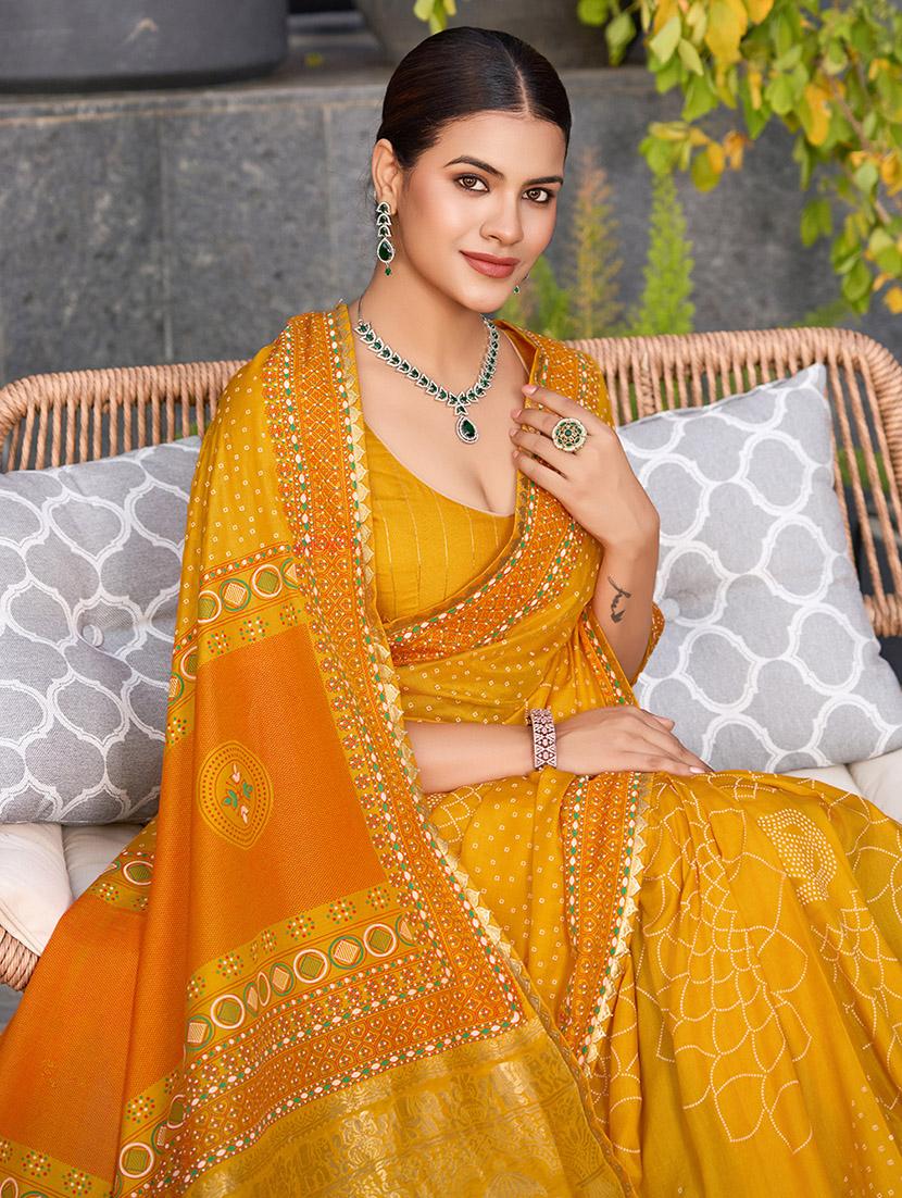 women printed bordered saree with blouse - 22000025 - Standard Image - 3