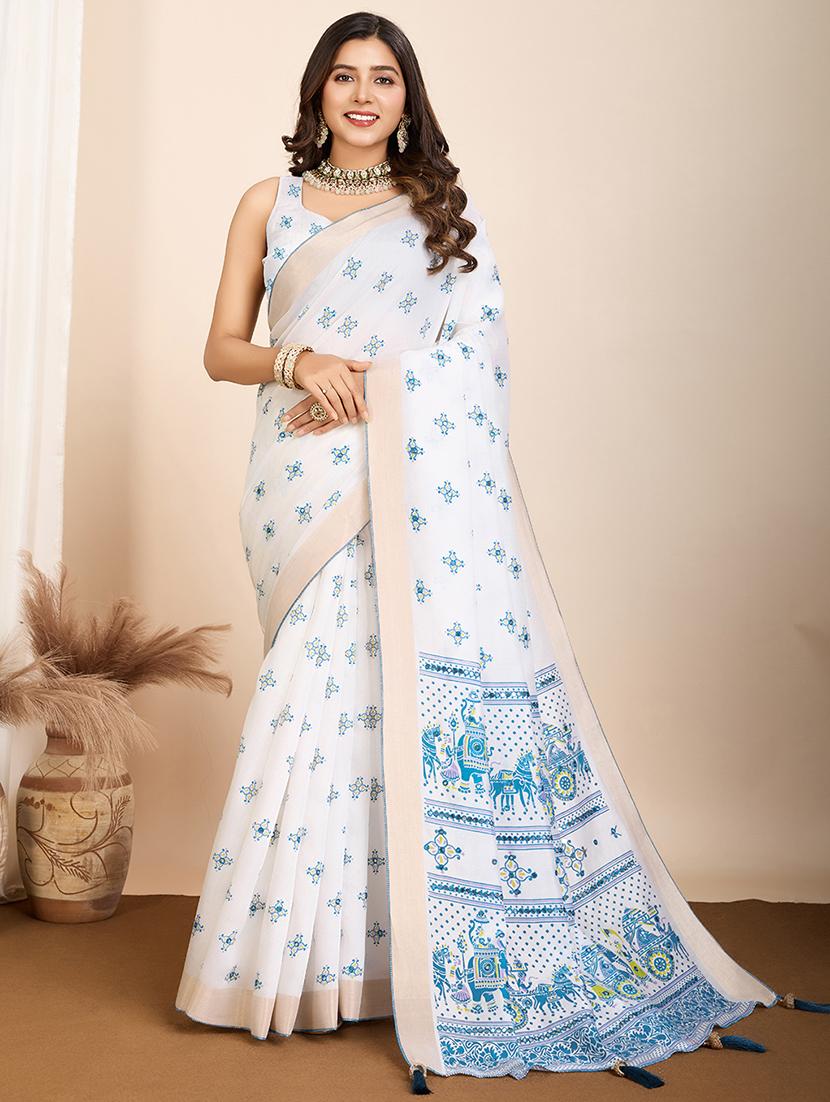 women self design bordered saree with blouse
