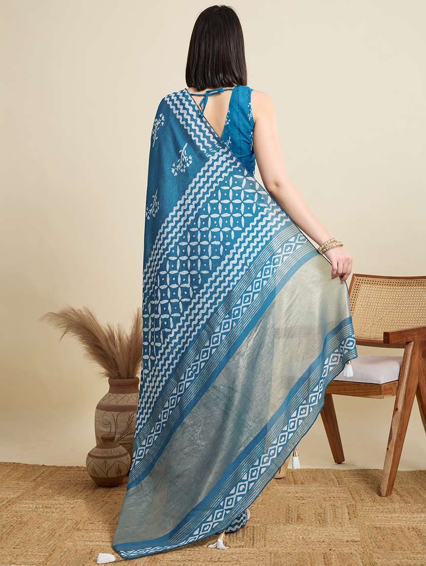 women printed casual wear saree with blouse - 22000038 -  Standard Image - 3