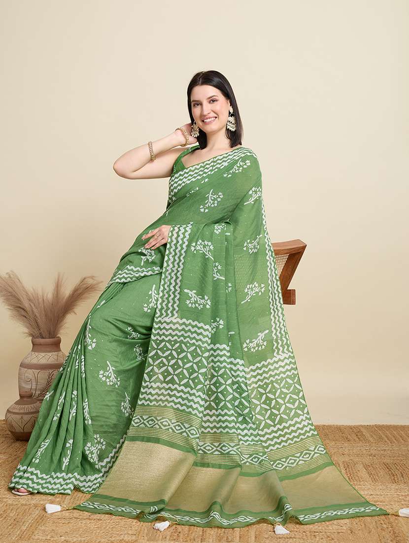 women printed casual wear saree with blouse - 22000039 -  Standard Image - 3