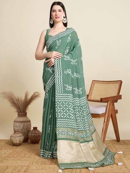 women printed casual wear saree with blouse - 22000040 -  Standard Image - 0