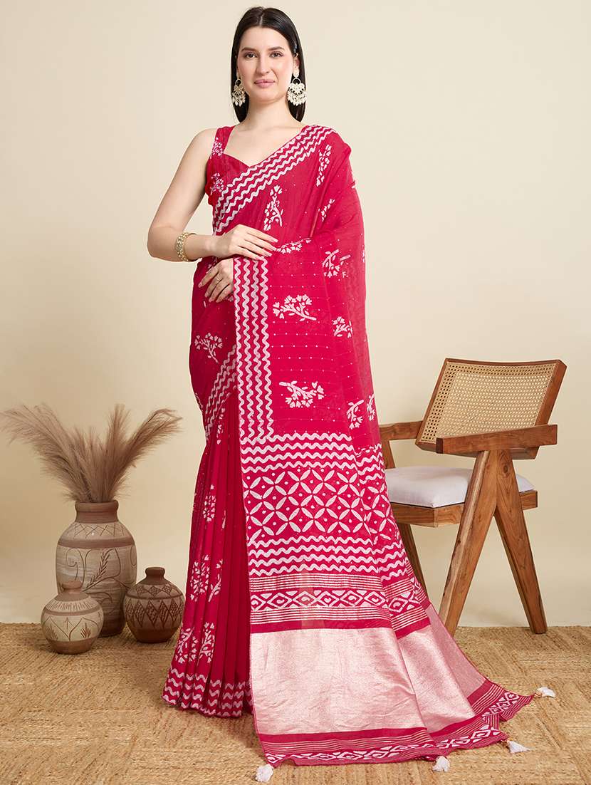 women printed casual wear saree with blouse - 22000041 -  Zoom Image - 0