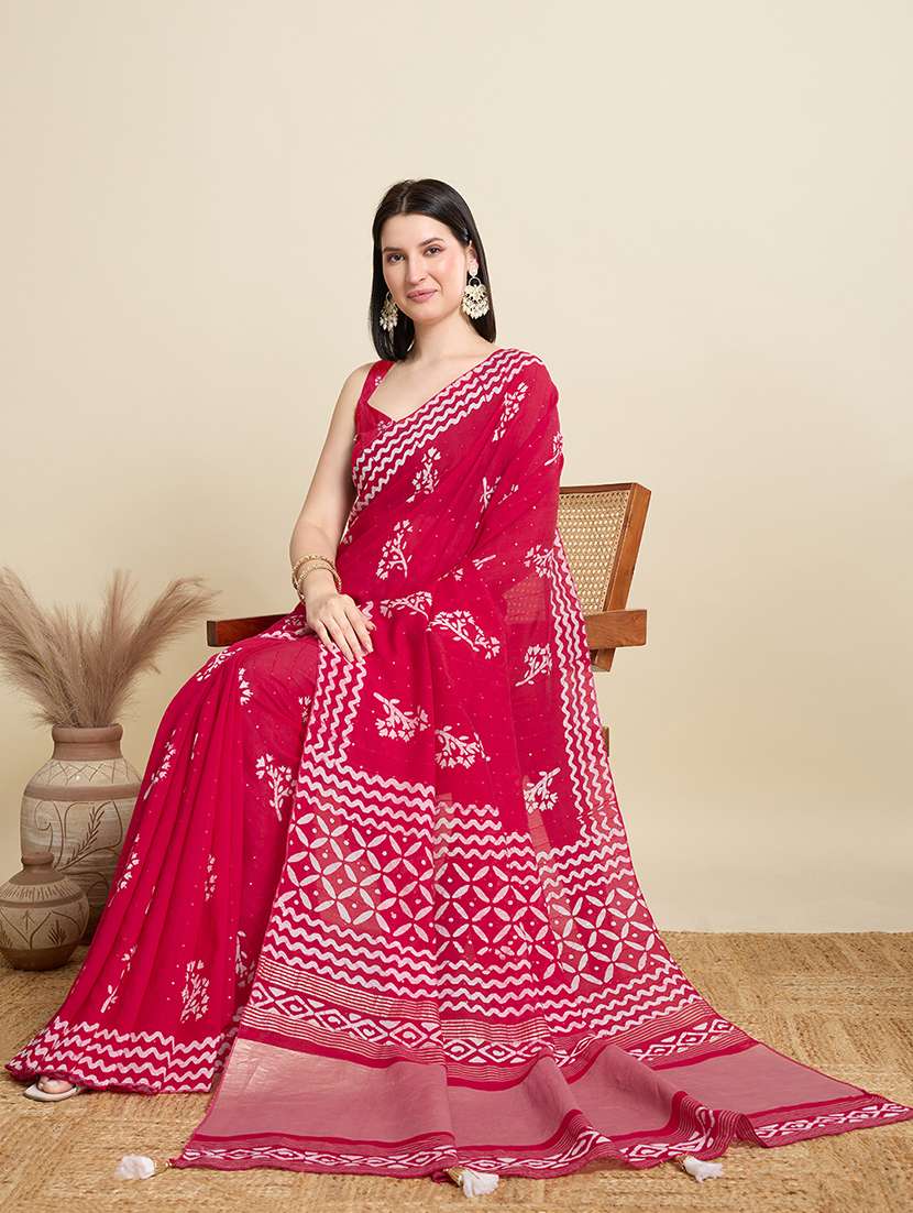 women printed casual wear saree with blouse - 22000041 - Standard Image - 3